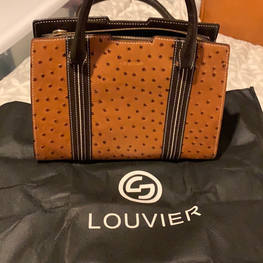 Louvier ostrich bag with handles & straps